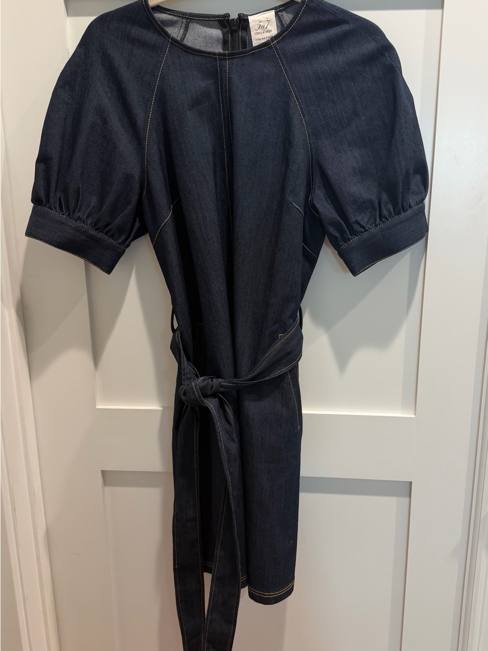 cinq a sept Navy Blue Denim Mini Dress with Belt - Picture 7 of 14